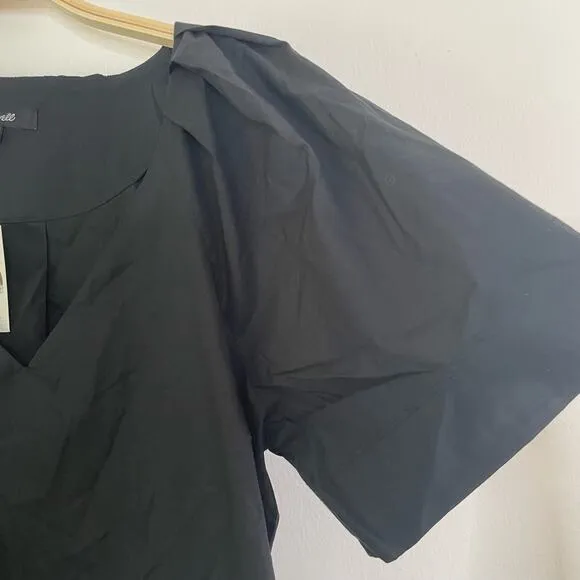 NWT Madewell V-Neck Mini Shirtdress True Black Size XS NP093 classic minimalist