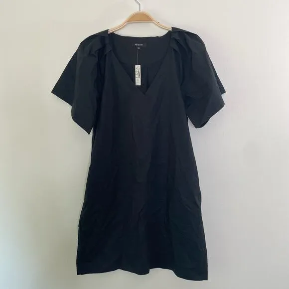NWT Madewell V-Neck Mini Shirtdress True Black Size XS NP093 classic minimalist
