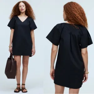 NWT Madewell V-Neck Mini Shirtdress True Black Size XS NP093 classic minimalist
