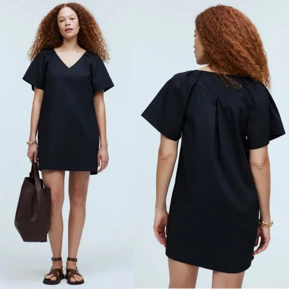 NWT Madewell V-Neck Mini Shirtdress True Black Size XS NP093 classic minimalist