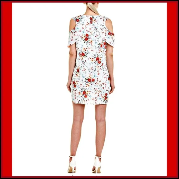 NWT PARKER FLORAL COLD-SHOULDER MINI RUFFLE DRESS