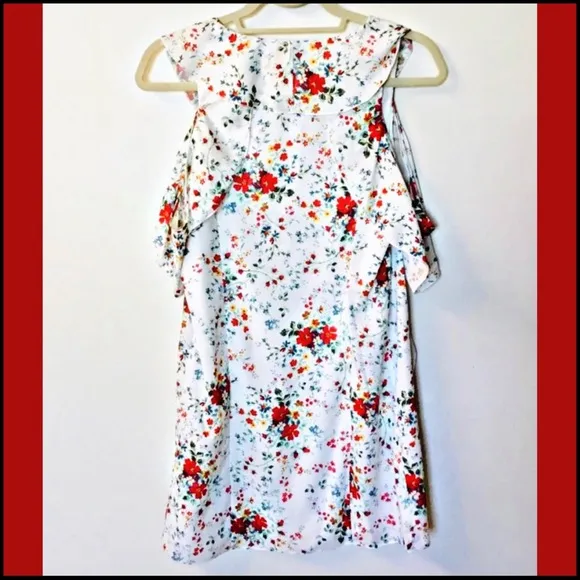 NWT PARKER FLORAL COLD-SHOULDER MINI RUFFLE DRESS