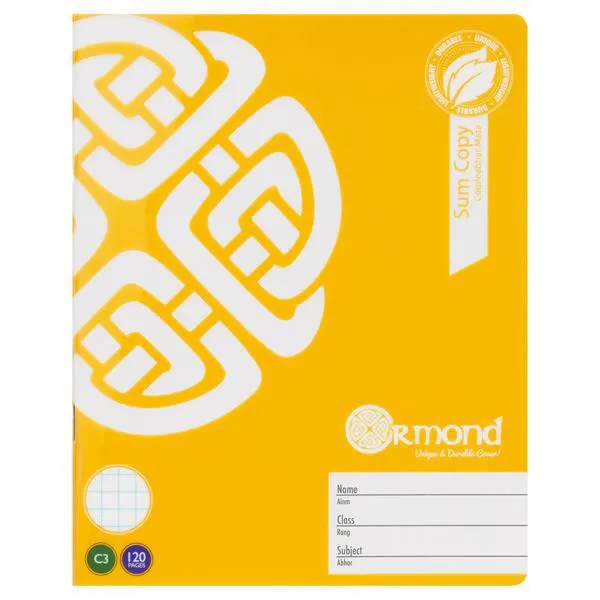 Ormond 120 Page C3 Durable Cover Sum Copy Book