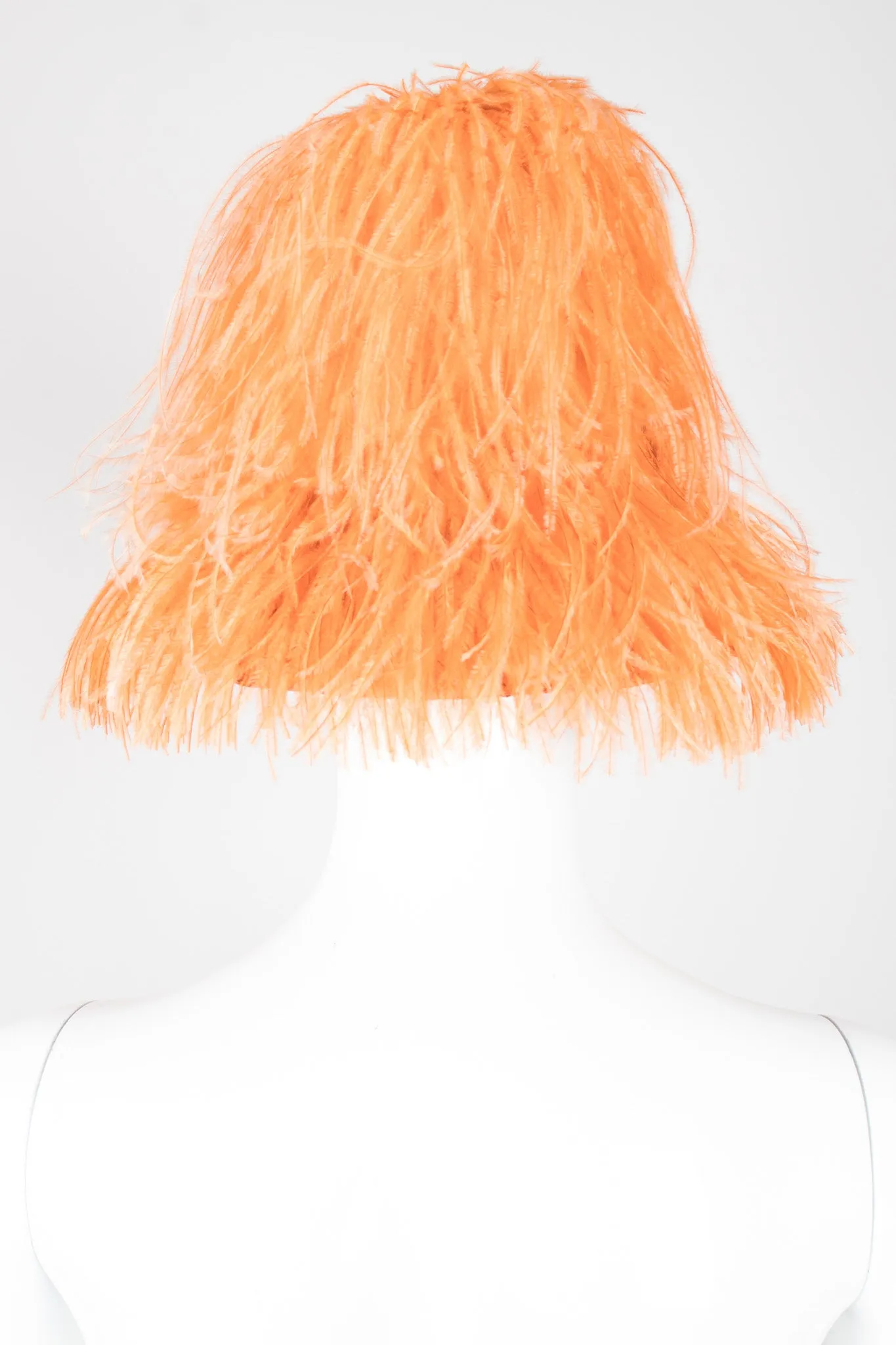 Ostrich Feather Straw Bucket Hat