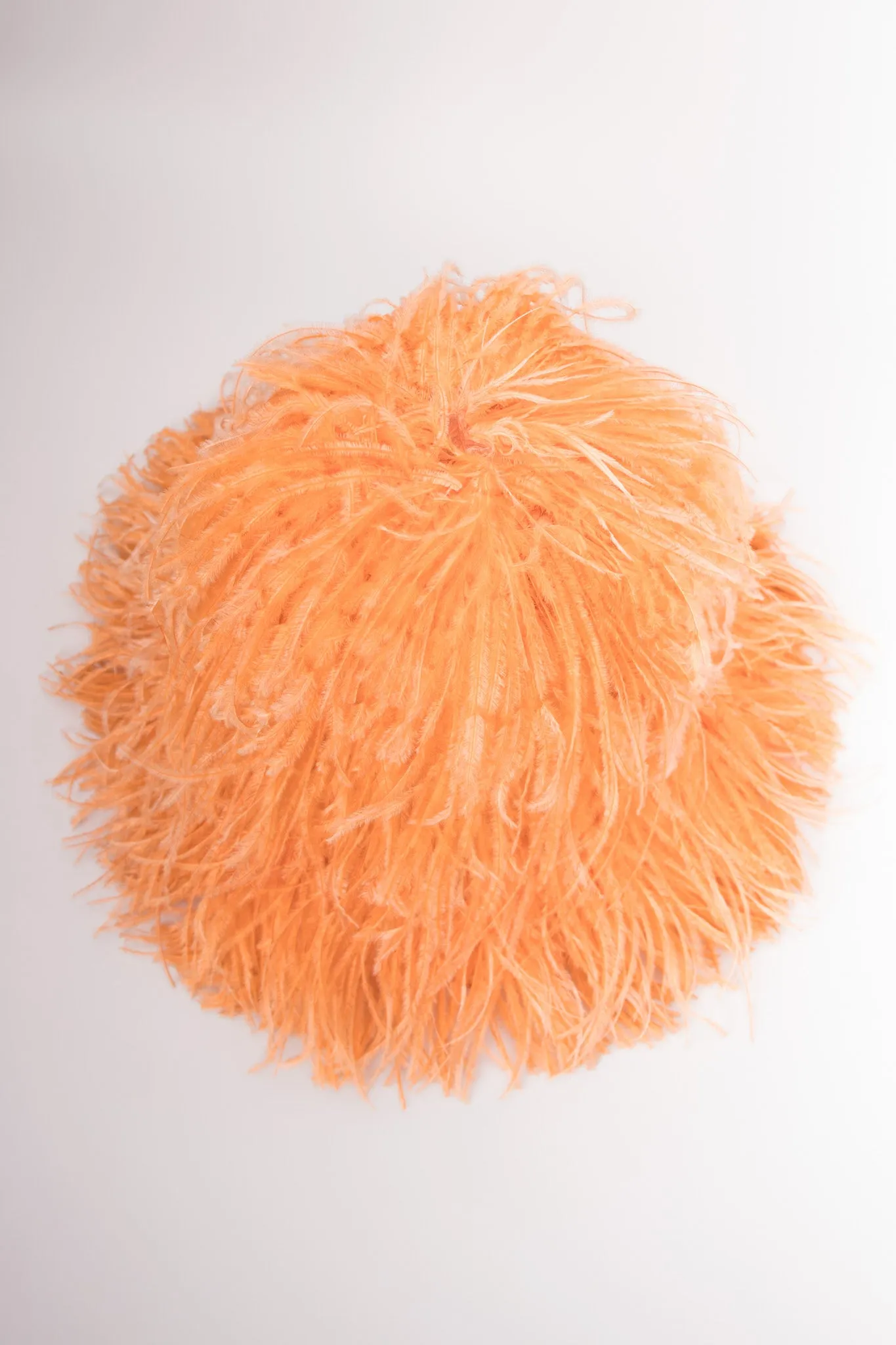 Ostrich Feather Straw Bucket Hat