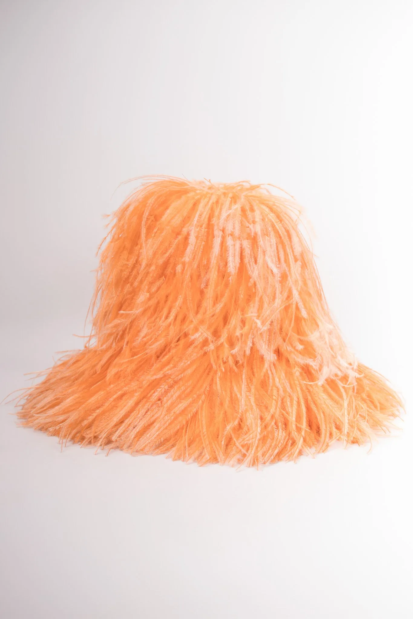 Ostrich Feather Straw Bucket Hat