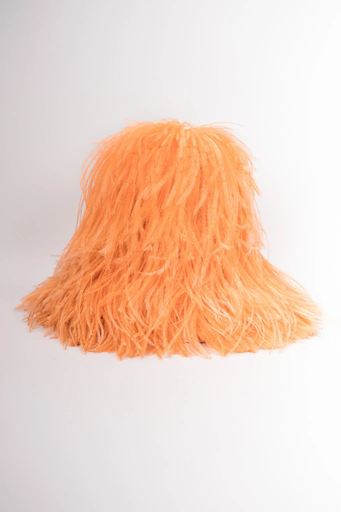 Ostrich Feather Straw Bucket Hat