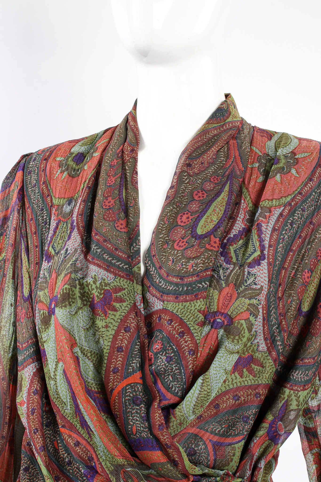 Paisley Draped Wrap Blouse