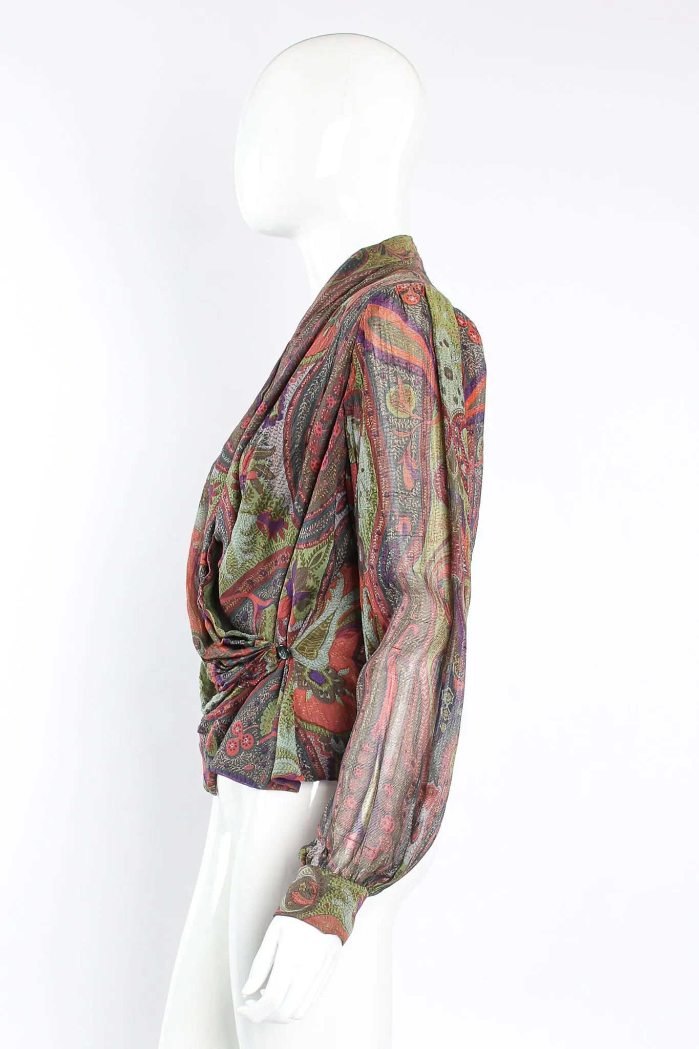 Paisley Draped Wrap Blouse