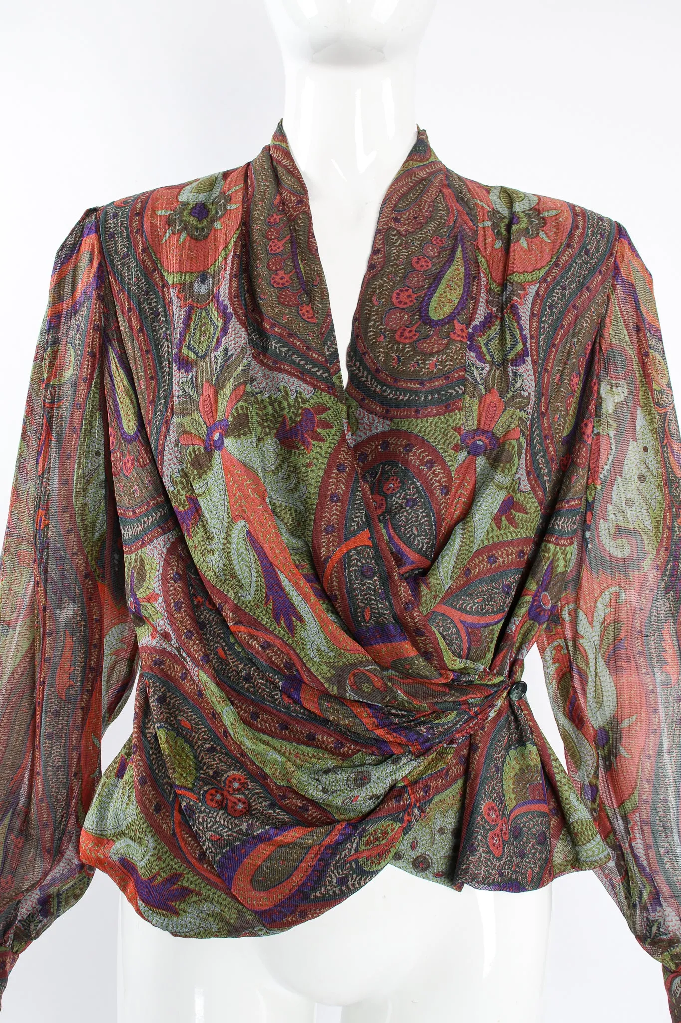 Paisley Draped Wrap Blouse
