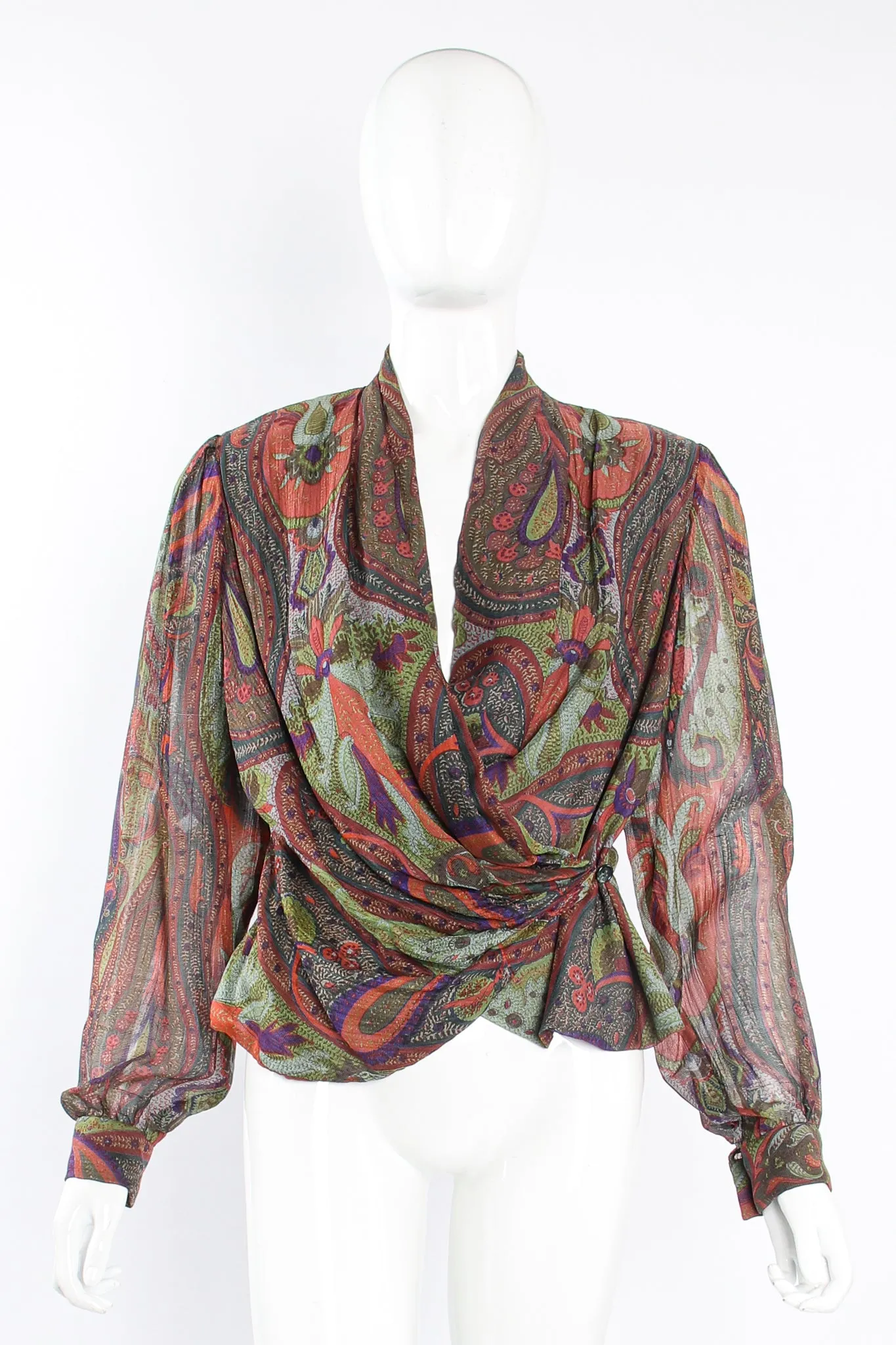 Paisley Draped Wrap Blouse