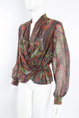 Paisley Draped Wrap Blouse