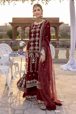 Pakistani Red Velvet Salwar Kameez for Party #PN577