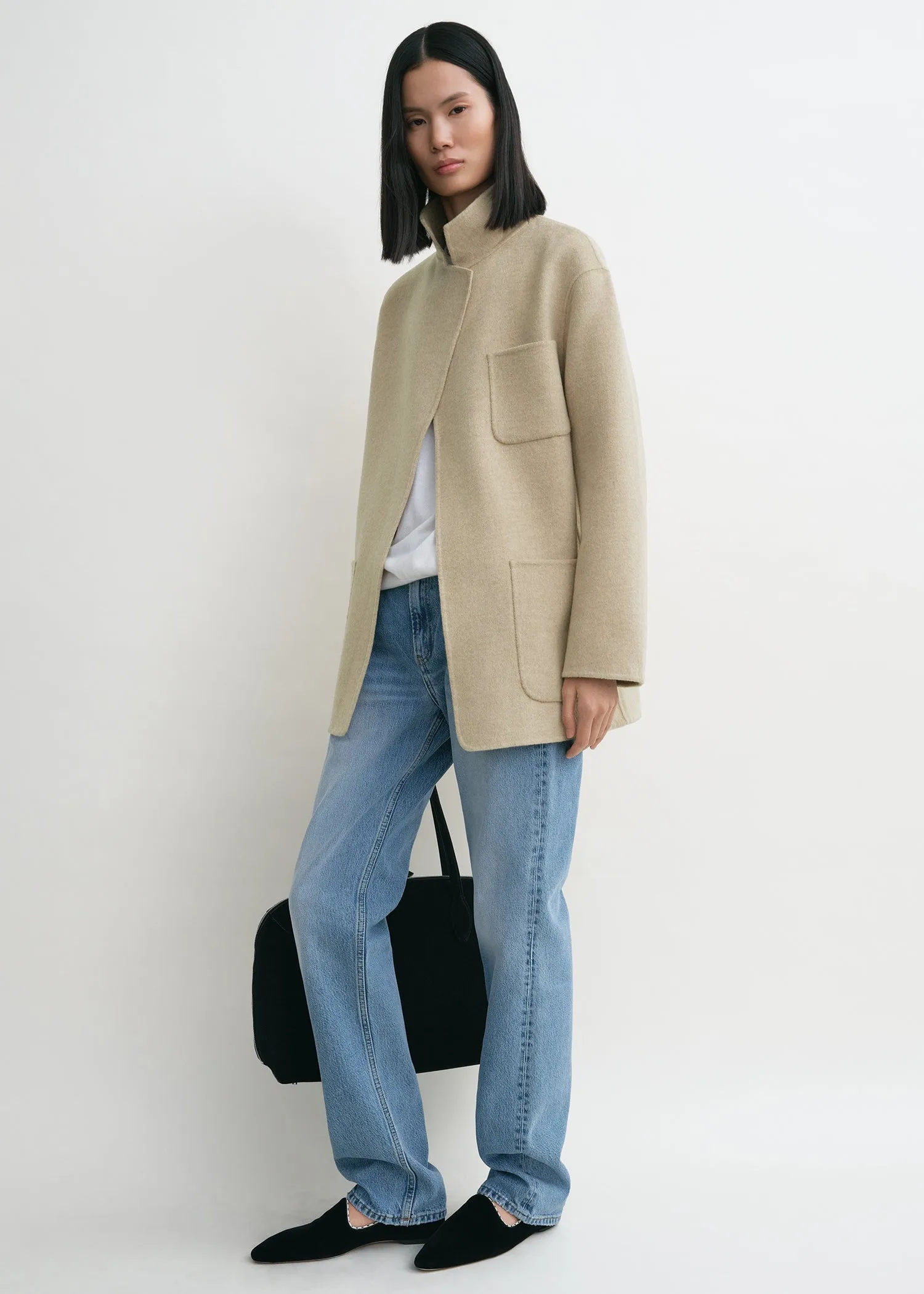 Patch pocket doublé jacket fawn melange