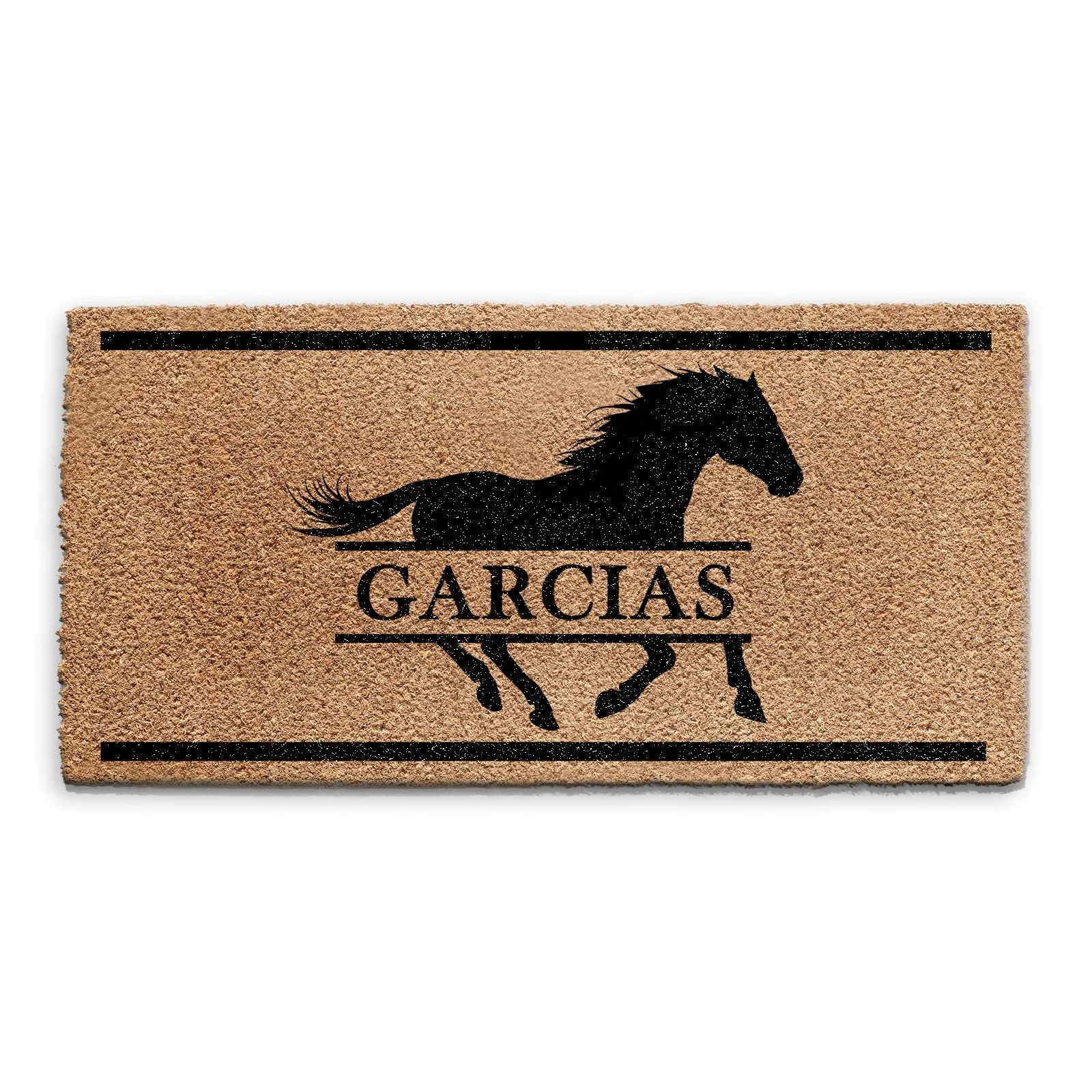 Personalised Doormat with Running Horse and Family Name