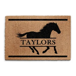 Personalised Doormat with Running Horse and Family Name