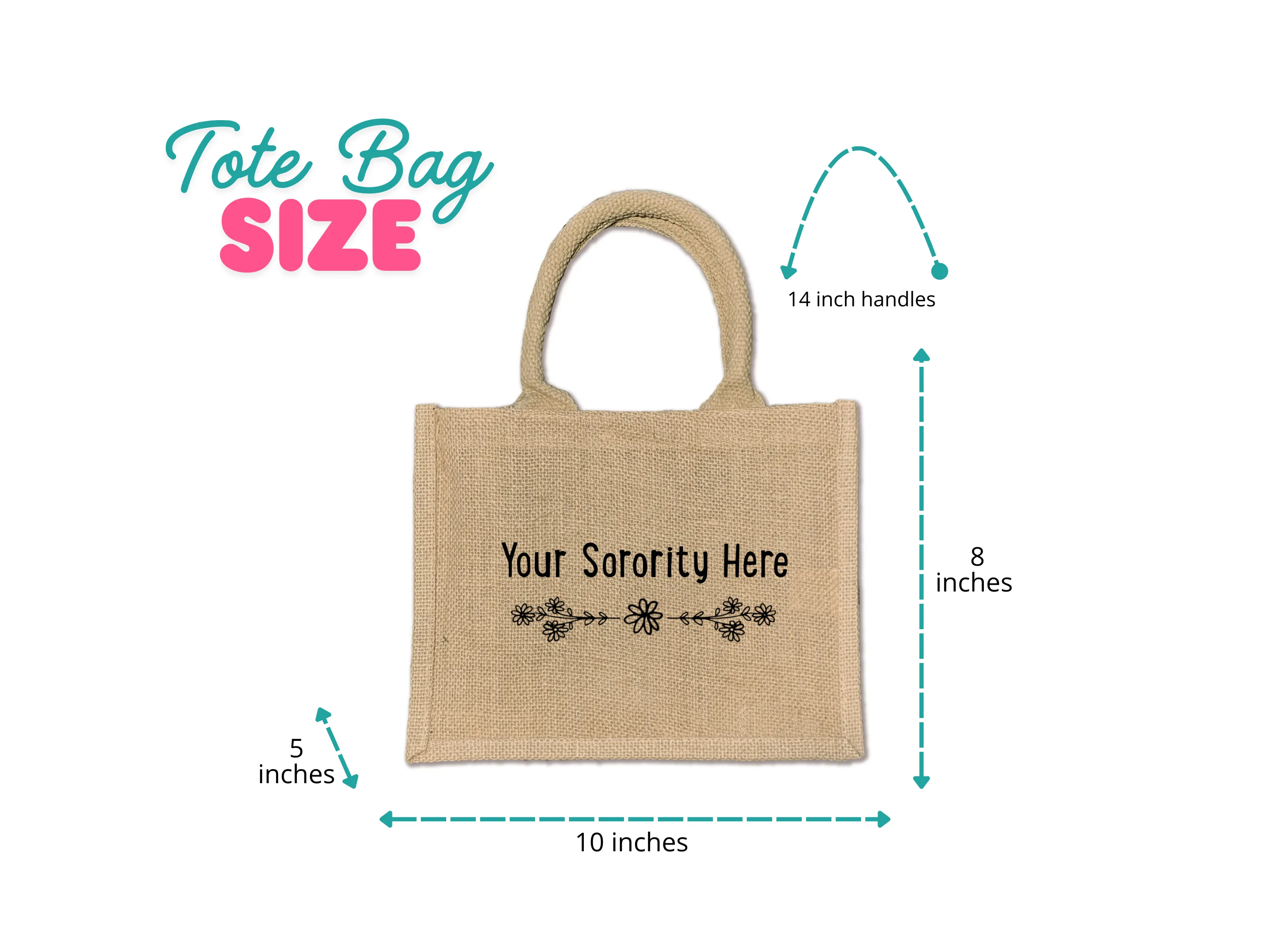 Phi Mu  Floral Burlap Sorority Tote Bag – Perfect for Greek Life and College