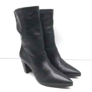 Prada Pointed Toe Short Boots Black Leather Size 38.5