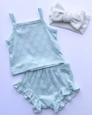 PREORDER! Luna Top and Bloomer Set - Light Blue Blossoms