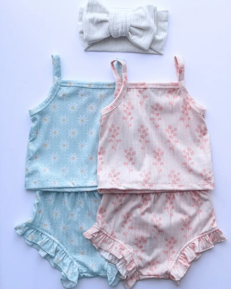 PREORDER! Luna Top and Bloomer Set - Light Blue Blossoms