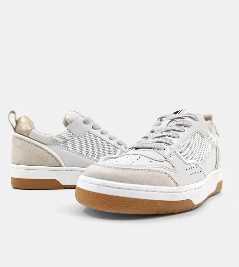 QX SHU SHOP Romi Sneaker in Distressed Taupe Suede