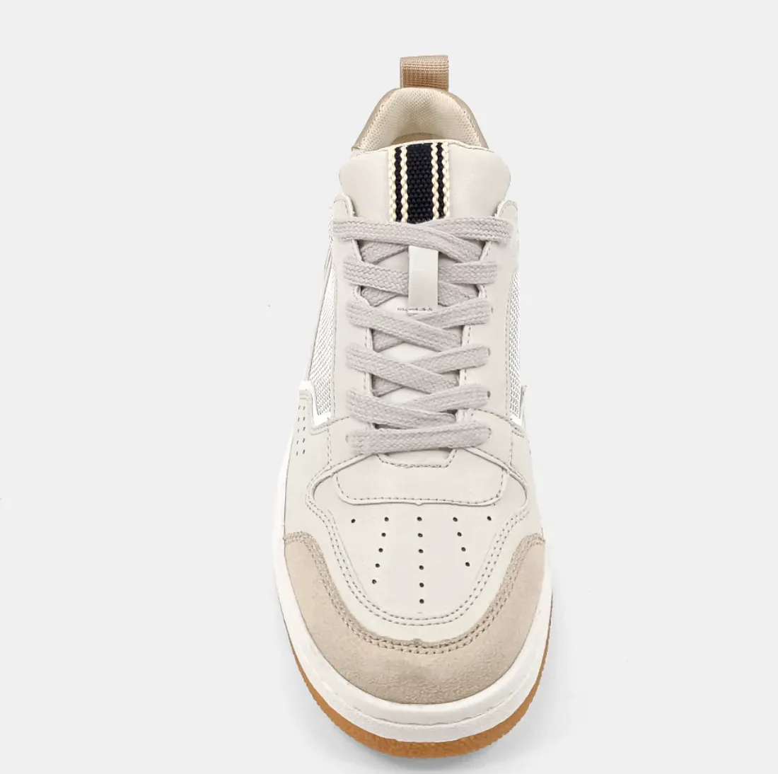 QX SHU SHOP Romi Sneaker in Distressed Taupe Suede
