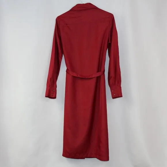 Rare Vintage 1970’s Carlo Conde’ Burgundy Tie Belted Shirt Disco Dress Size 12‎