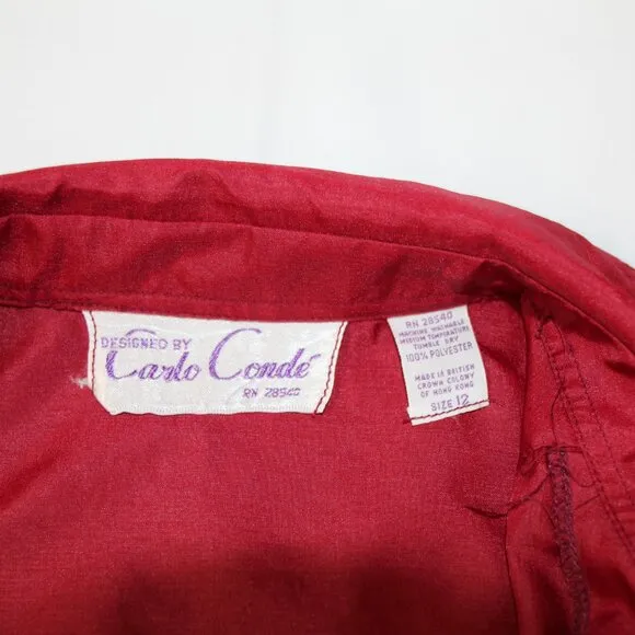 Rare Vintage 1970’s Carlo Conde’ Burgundy Tie Belted Shirt Disco Dress Size 12‎