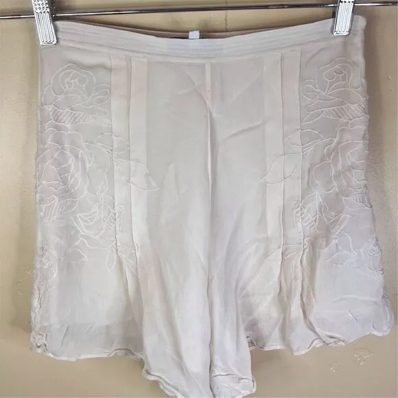 Reiss Martina Embroidered Resortwear Women's Tap Shorts Off White Size 4 Travel