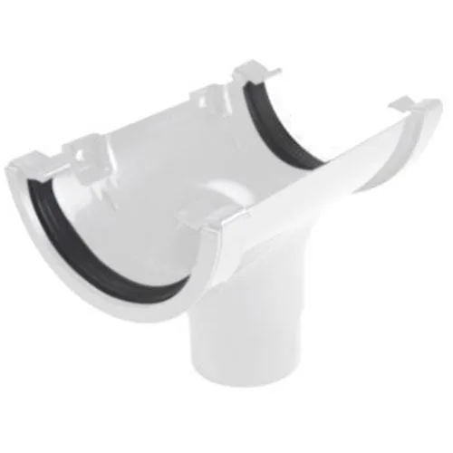 Round Gutter Running Outlet 112mm - White
