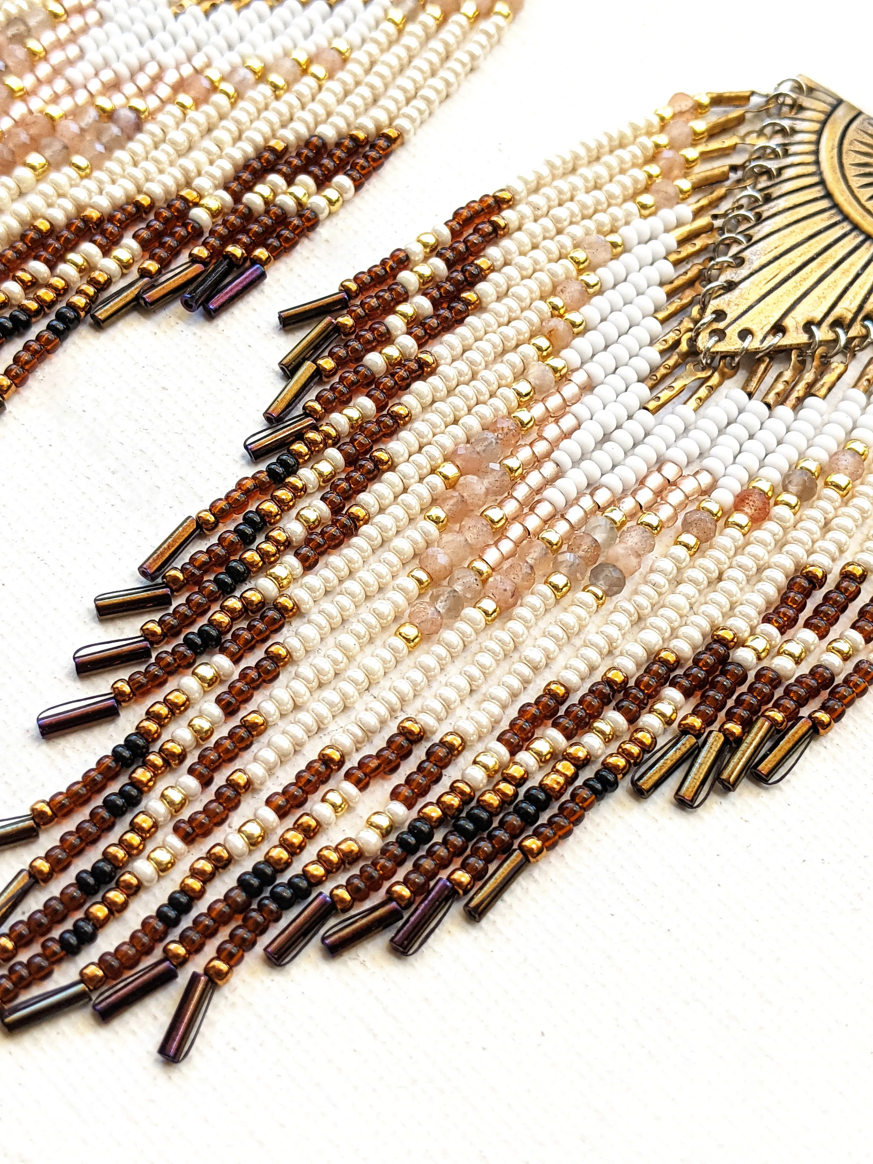 Running Eagle Amber Beaded Earrings