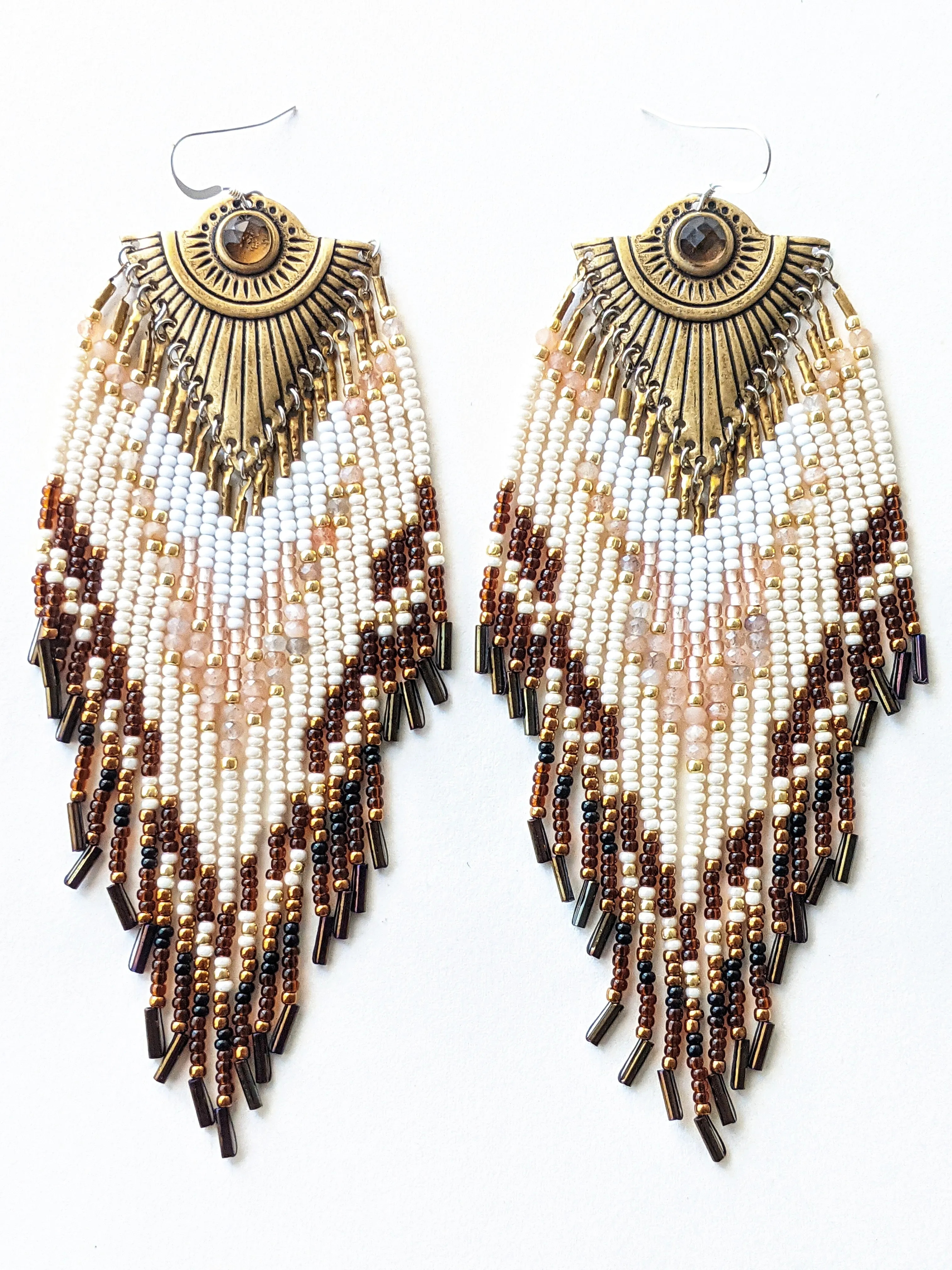 Running Eagle Amber Beaded Earrings