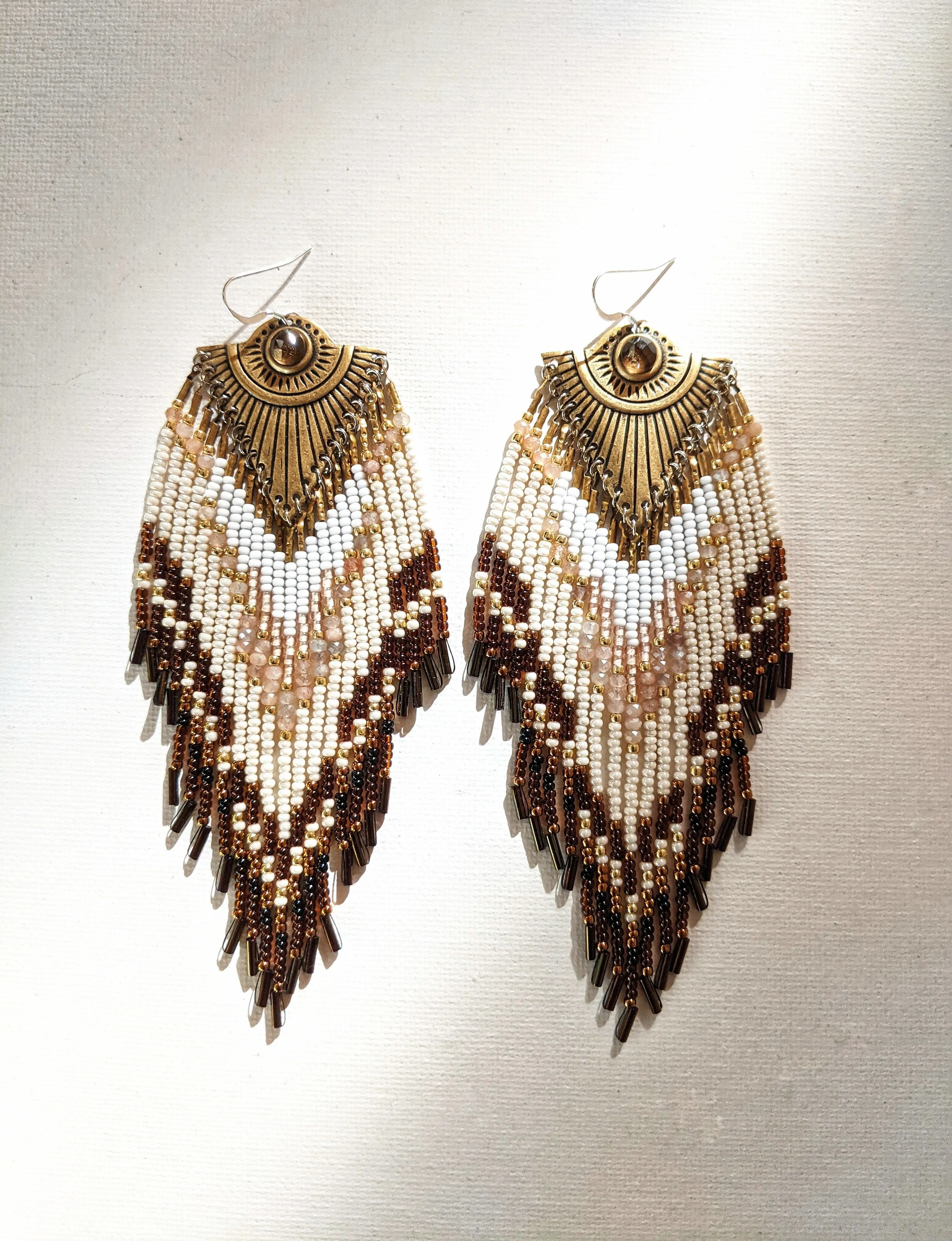 Running Eagle Amber Beaded Earrings
