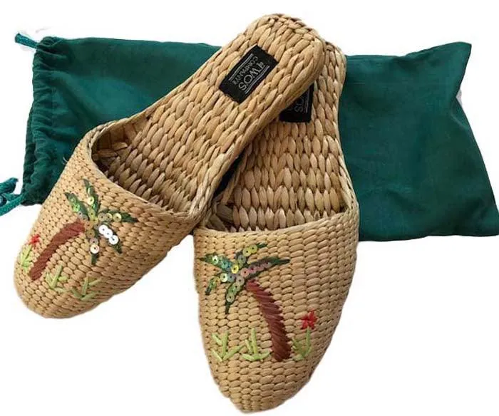 Sequin Applique Water Grass Slippers