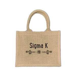 Sigma Kappa  Floral Burlap Sorority Tote Bag – Perfect for Greek Life and College