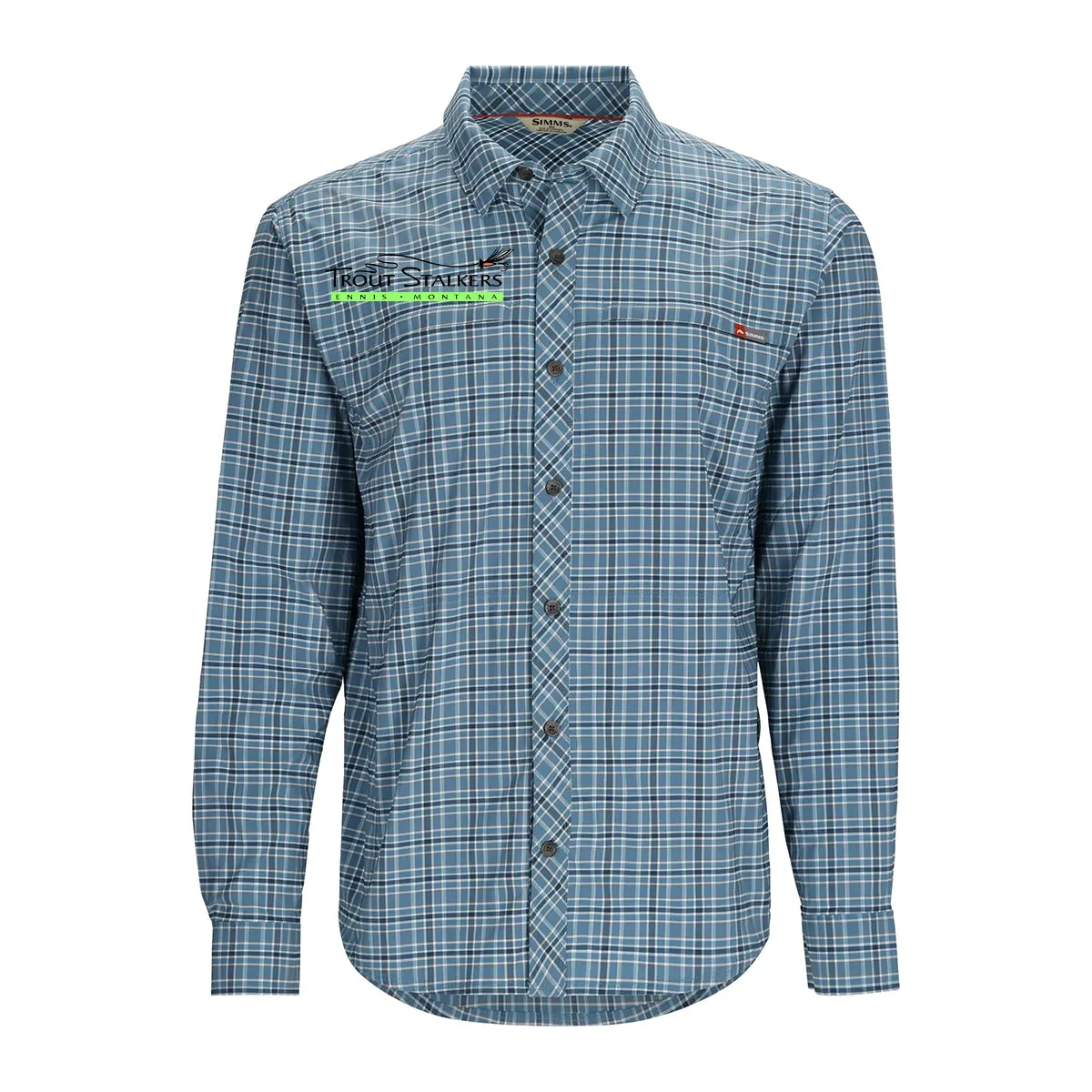 Simms MTS Logo Stone Cold LS Shirt Midnight Plaid