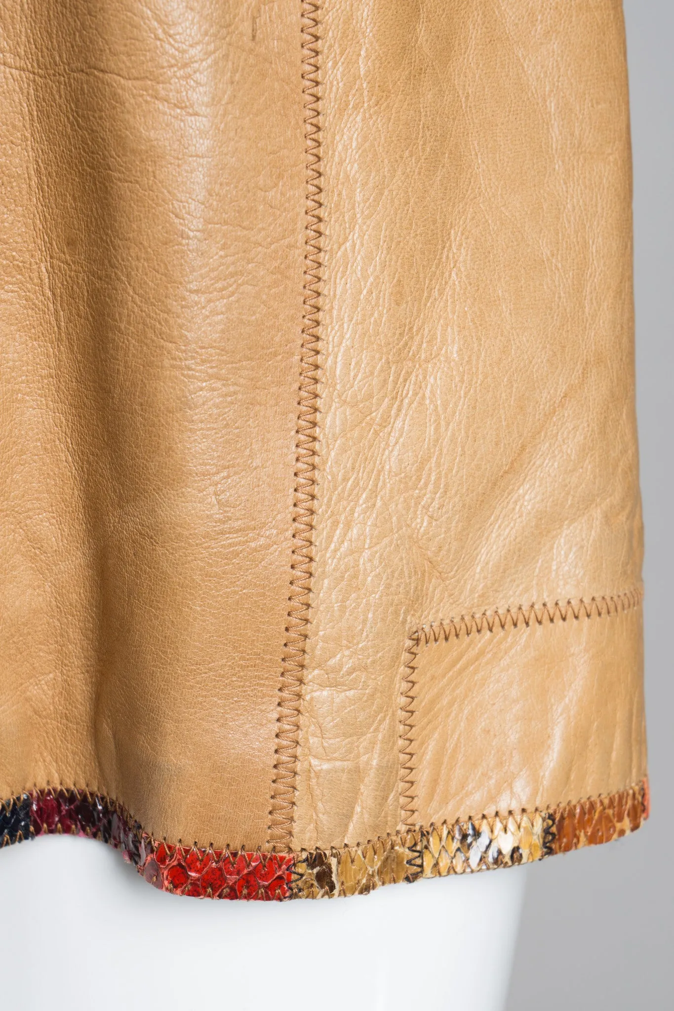 Snake Trim Leather Shirt Jacket