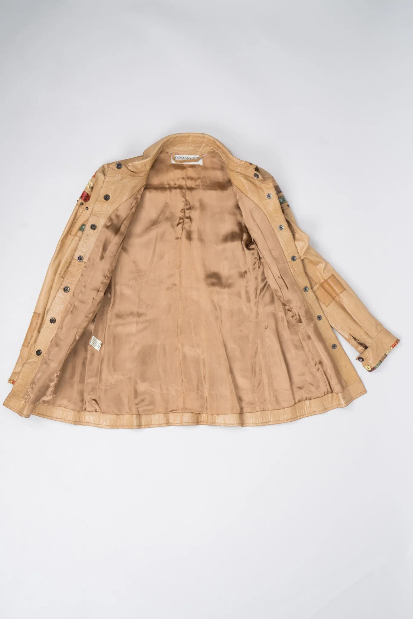 Snake Trim Leather Shirt Jacket