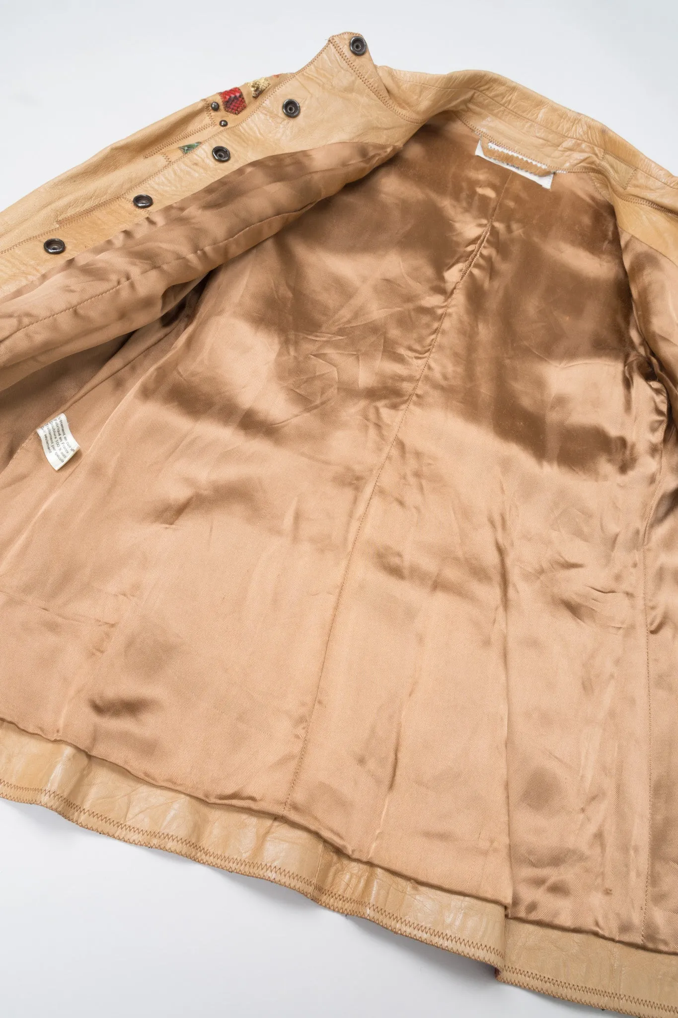 Snake Trim Leather Shirt Jacket