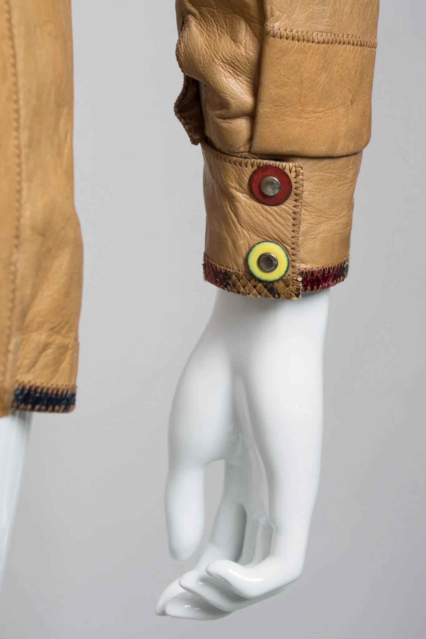 Snake Trim Leather Shirt Jacket