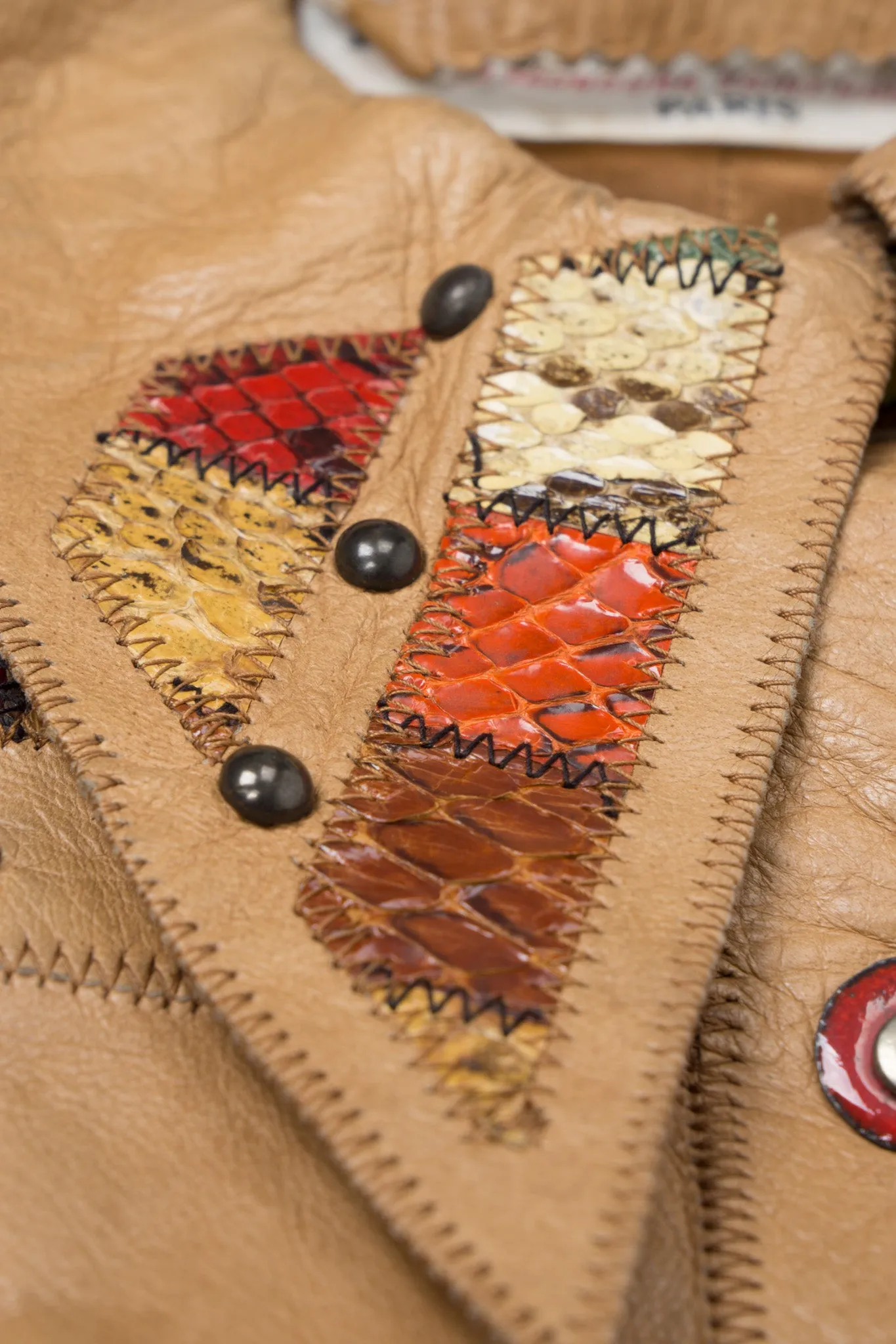 Snake Trim Leather Shirt Jacket