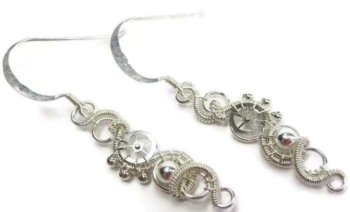 Sterling Silver Woven Steampunk Earrings