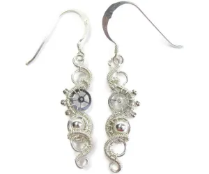Sterling Silver Woven Steampunk Earrings