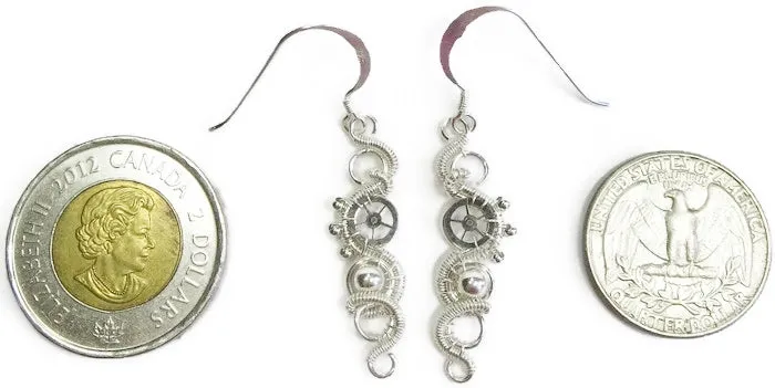 Sterling Silver Woven Steampunk Earrings