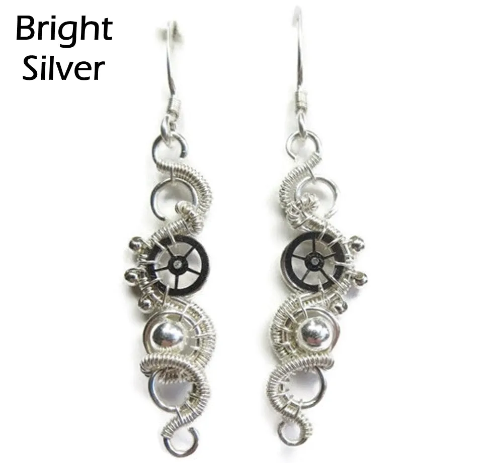 Sterling Silver Woven Steampunk Earrings