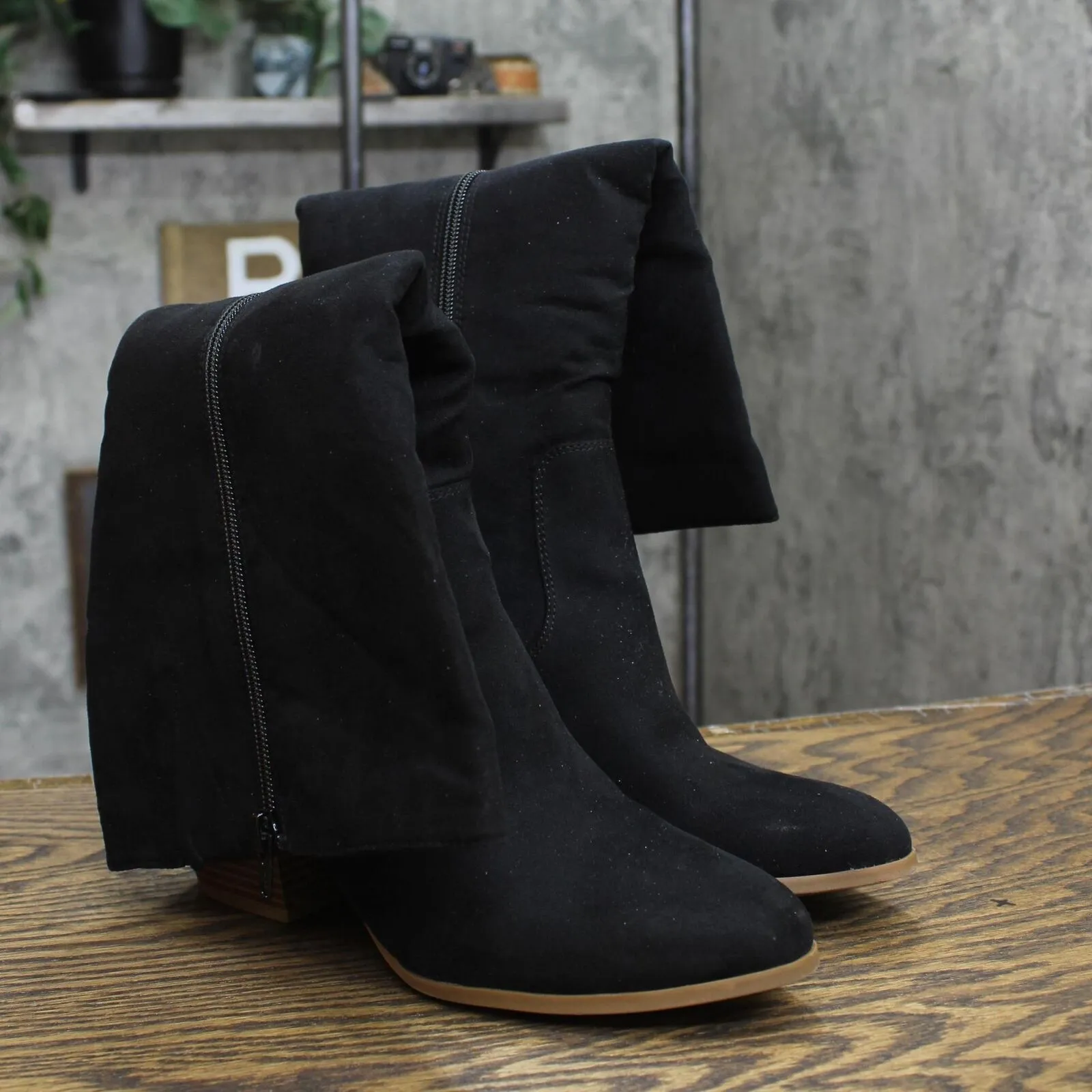 Style & Co. Womens Warrda Block-Heel Boots 10014036400 Black 8M
