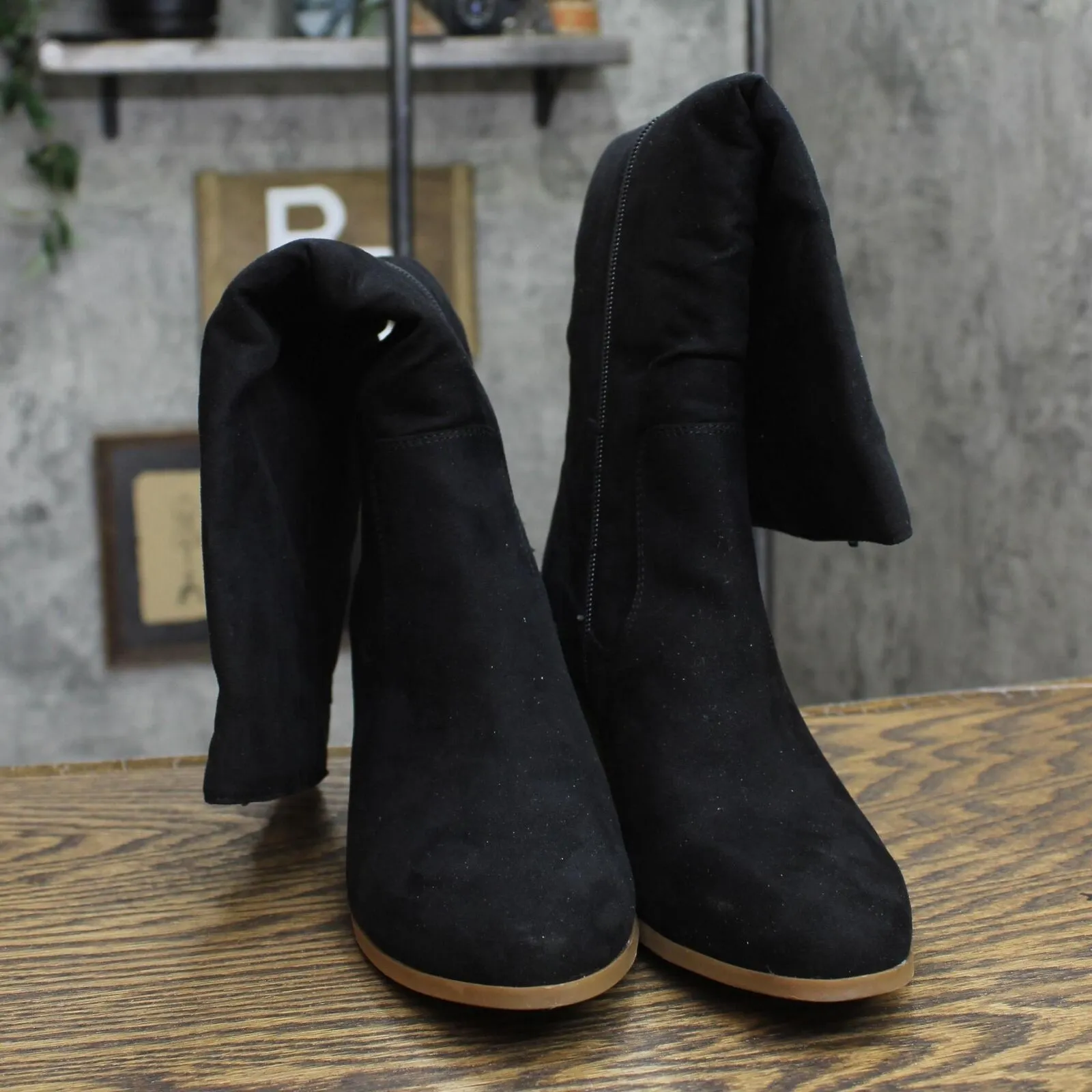 Style & Co. Womens Warrda Block-Heel Boots 10014036400 Black 8M