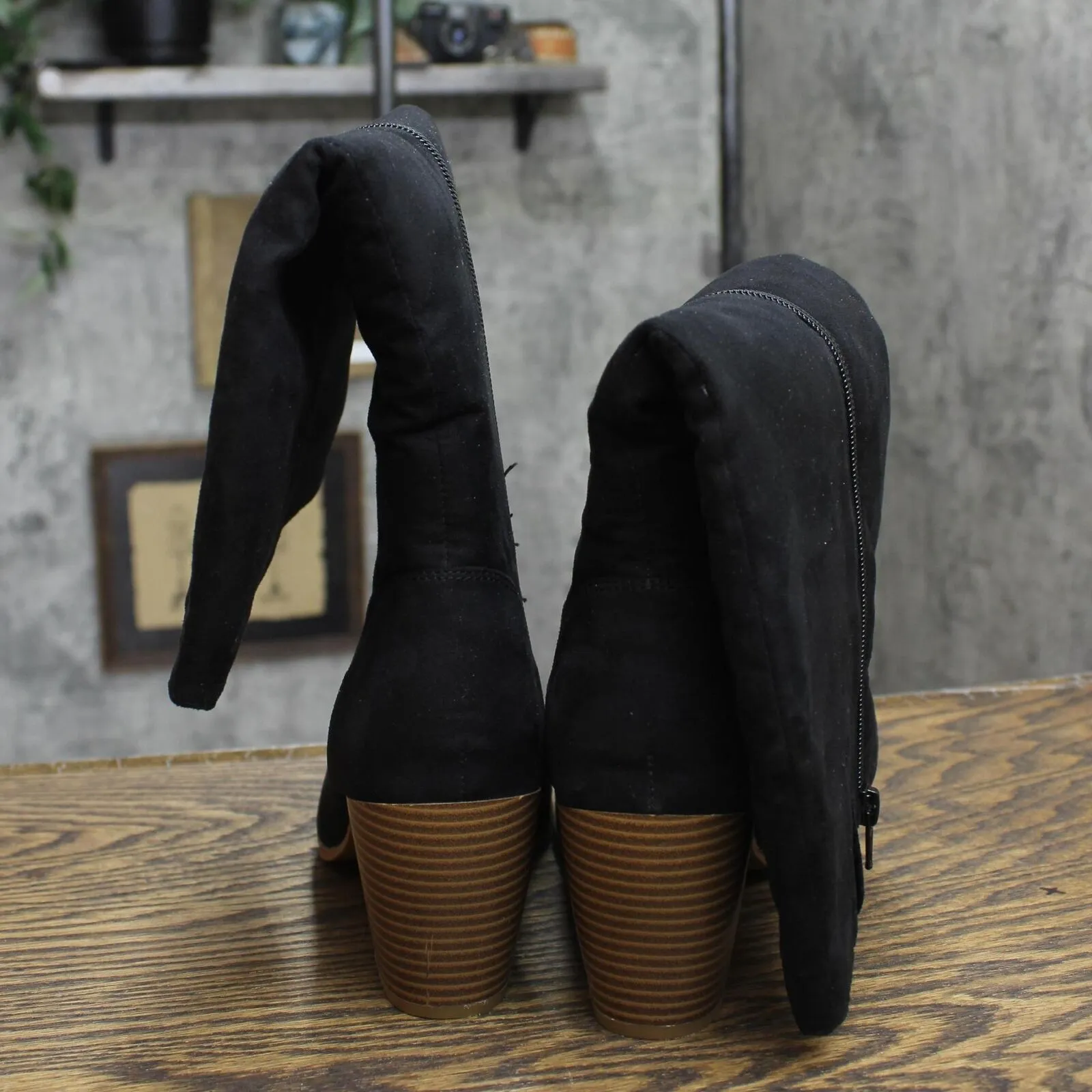 Style & Co. Womens Warrda Block-Heel Boots 10014036400 Black 8M