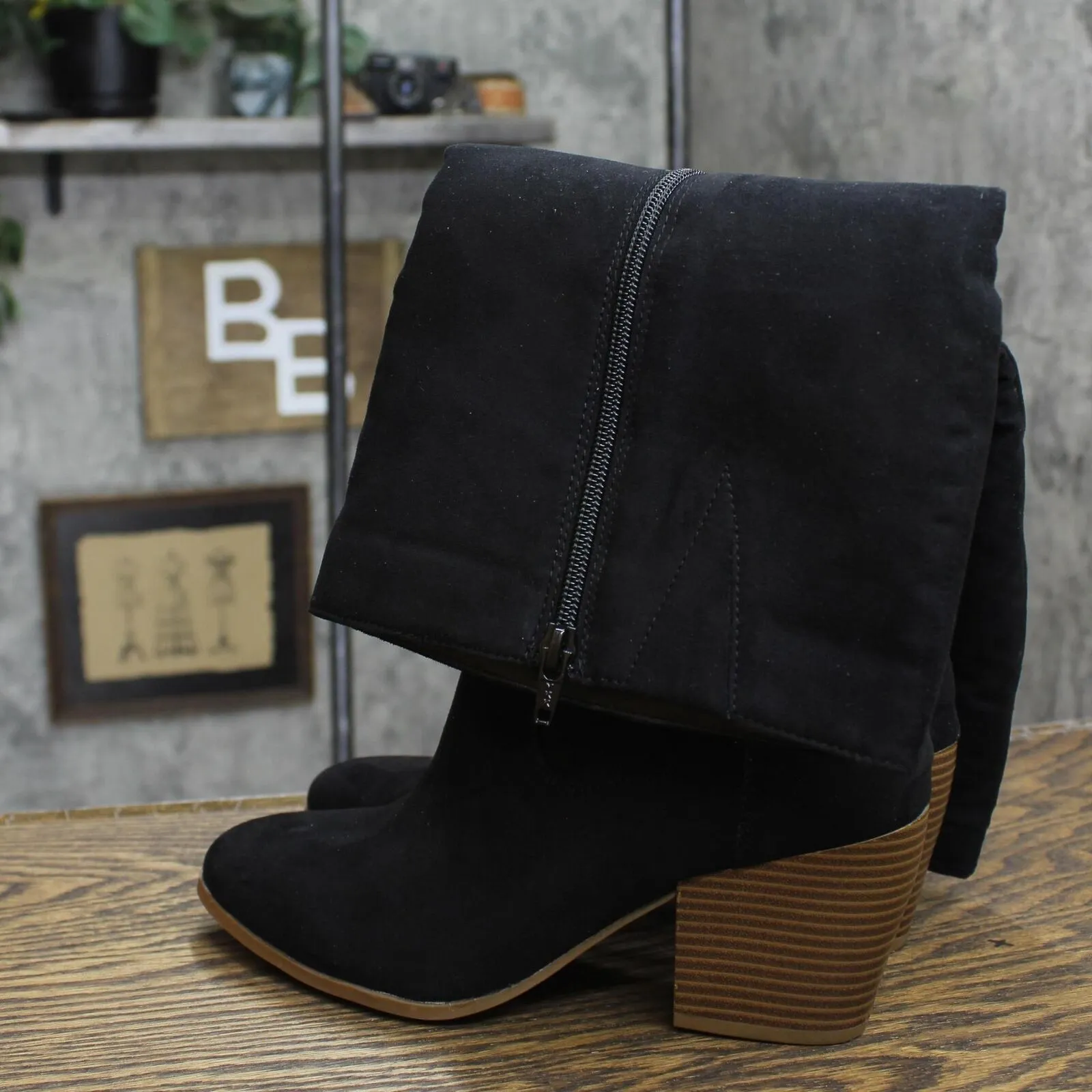 Style & Co. Womens Warrda Block-Heel Boots 10014036400 Black 8M
