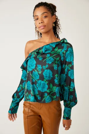 THESE NIGHTS BLOUSE-TEAL COMBO